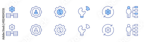 Solution icon set in two styles, Duotone and Thin Line style. Editable stroke. data integration, problem solving, development, solutions, skills, circular