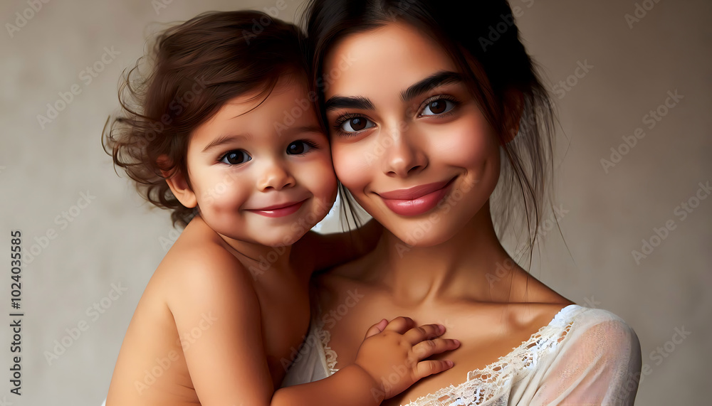 A joyful moment between a mother and her child, celebrating love and togetherness in a beautiful family scene A joyful moment between a mother and her child, celebrating love and togetherness in a beautiful family scene