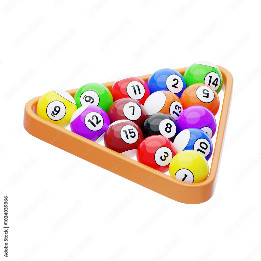 Naklejka premium 3D Billiard Balls in Triangle Rack
