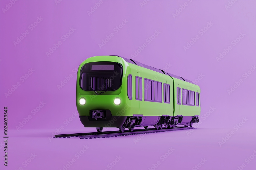 Train Icon in 2D, Departing Green on a Lavender Background for a Modern Look Train Icon in 2D, Departing Green on a Lavender Background for a Modern Look