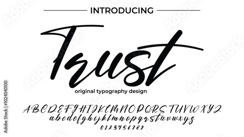 Trust Font Stylish brush painted an uppercase vector letters, alphabet, typeface