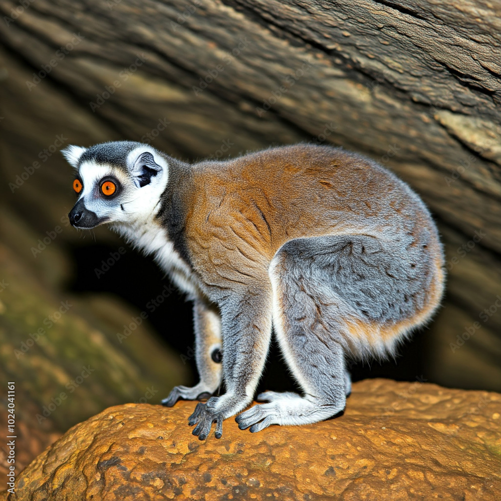 Obraz premium Ever heard of the aye-aye? This unique lemur from Madagascar uses its elongated middle finger to tap on trees and locate insects hidden beneath the bark. 