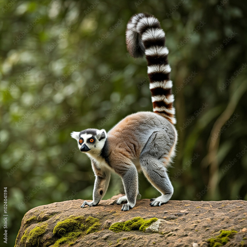Obraz premium Ever heard of the aye-aye? This unique lemur from Madagascar uses its elongated middle finger to tap on trees and locate insects hidden beneath the bark. 