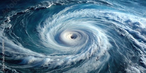 Hurricane spinning in ocean causing damage and devastation photo