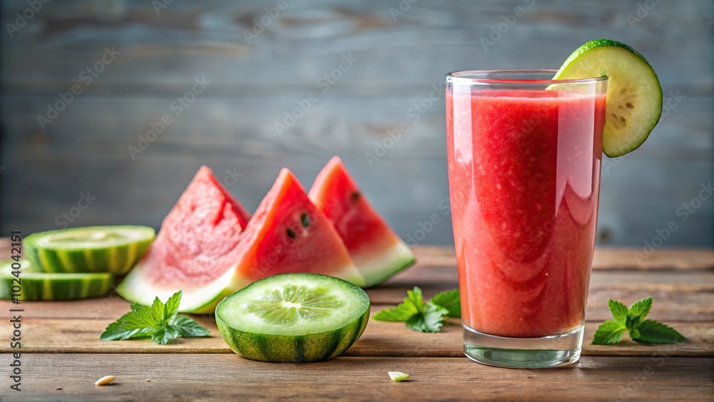 hydrating and refreshing smoothie with asymmetrical watermelon and cucumber chunks hydrating and refreshing smoothie with asymmetrical watermelon and cucumber chunks