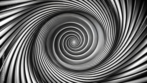 Hypnotic black and white vortex shape against sky