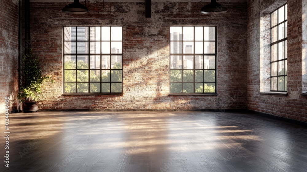 Empty photo studio with modern design and natural light Empty photo studio with modern design and natural light