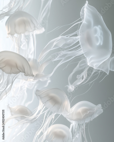 Ethereal Jellyfish Floating in Serene Waters.