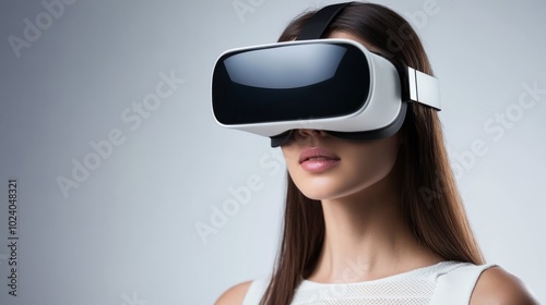 Young Woman in Virtual Reality Headset