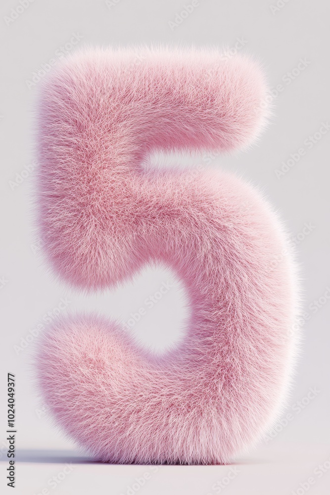 A 3D number 5 in a fluffy soft pink texture with a light pastel gradient background, making it pop and creating a cozy atmosphere. A 3D number 5 in a fluffy soft pink texture with a light pastel gradient background, making it pop and creating a cozy atmosphere.