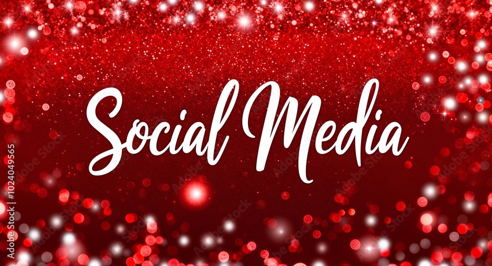 social media calligraphic lettering on red bokeh glitter festive sparkles background social media calligraphic lettering on red bokeh glitter festive sparkles background