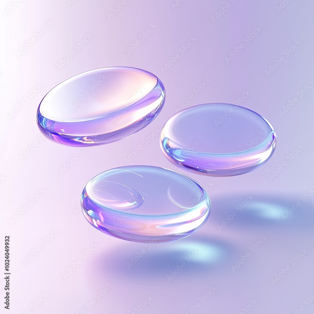 ** Futuristic Abstract Glass Spheres Floating in Pastel Purple Background with Soft Lighting and Reflections..** ** Futuristic Abstract Glass Spheres Floating in Pastel Purple Background with Soft Lighting and Reflections..**