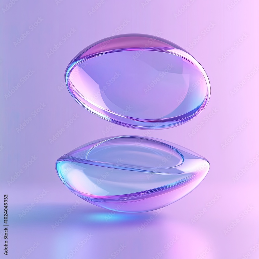 Abstract Futuristic Glass Spheres with Gradient Colors on a Soft Purple Background Abstract Futuristic Glass Spheres with Gradient Colors on a Soft Purple Background