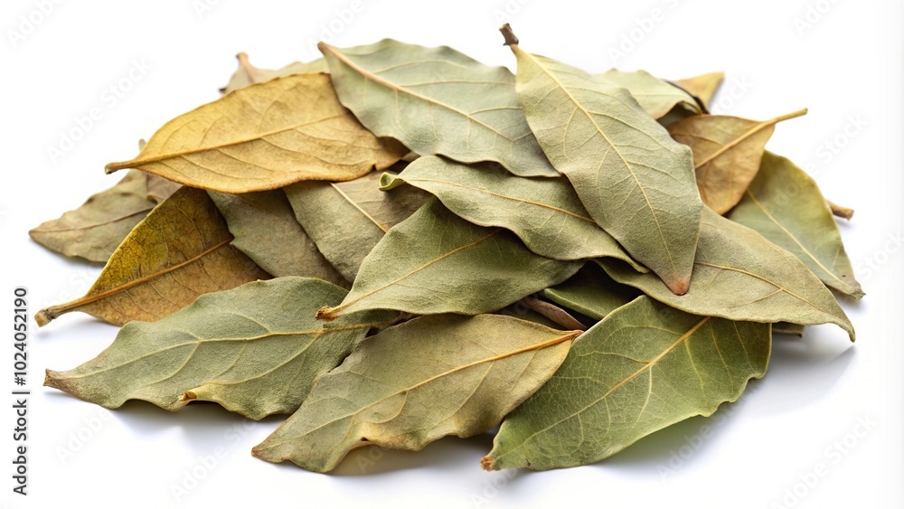Indian bay leaves or tej patta isolated on white background with clipping path Dried bay leaves Minimalist Indian bay leaves or tej patta isolated on white background with clipping path Dried bay leaves Minimalist