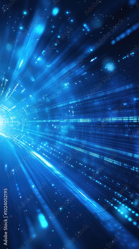 Naklejka premium Abstract blue digital light streaks on a dark background.