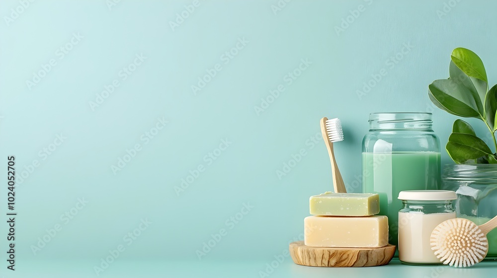 Eco Friendly Bathroom Essentials for Sustainable Wellness Featuring Bamboo Toothbrushes Glass Jars and Natural Soap Bars in a Complementary Color Scheme Eco Friendly Bathroom Essentials for Sustainable Wellness Featuring Bamboo Toothbrushes Glass Jars and Natural Soap Bars in a Complementary Color Scheme