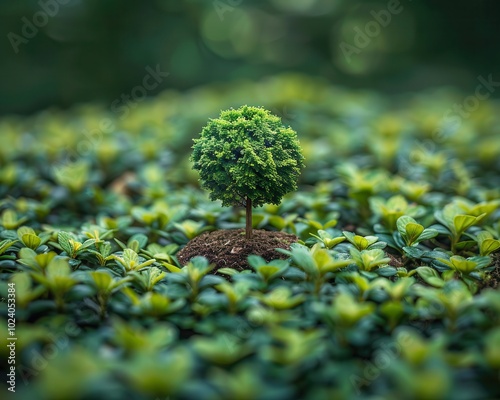 Miniature Tree Surrounded by Green Leaves