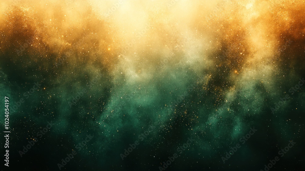 Abstract background with a deep green and yellow nebula, resembling space. Abstract background with a deep green and yellow nebula, resembling space.
