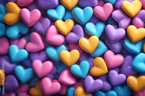 Colorful 3D Hearts Background Love Valentine s Day Romantic