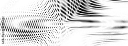 Halftone radial dotted background. Square dots comic gradient texture. Black halftone rough grit overlay. Concentric dirt gradation wallpaper. Grunge gritty circular pop art cartoon backdrop. Vector