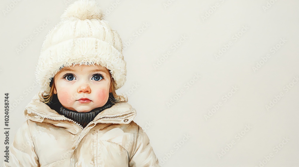 A cute child wearing a warm winter jacket and cozy hat, posing adorably against a neutral background. A cute child wearing a warm winter jacket and cozy hat, posing adorably against a neutral background.