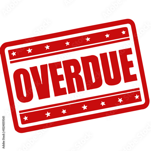 Overdue stamp graphic with red rectangular design