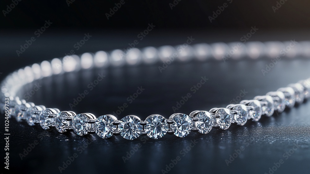 A delicate diamond tennis bracelet with a sparkling brilliance. A delicate diamond tennis bracelet with a sparkling brilliance.