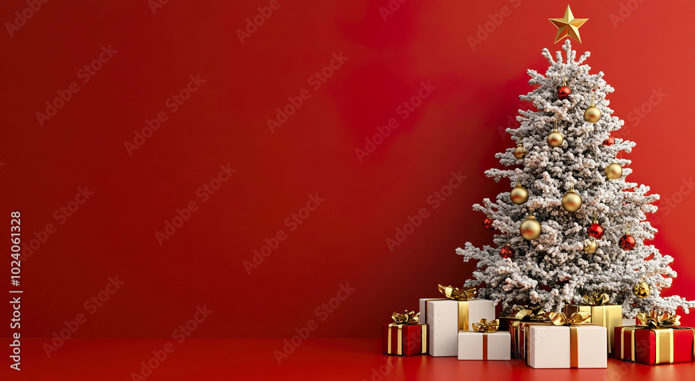 Christmas tree red background Christmas tree red background
