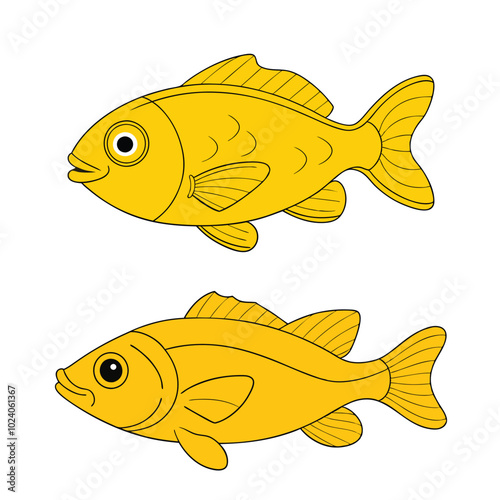 Aquarium fantasy fish linear icon, abstract cartoon symbol set. Exotic childish sea ,vector art