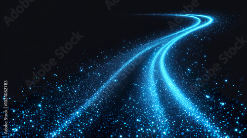 Blue technology particle light wave background