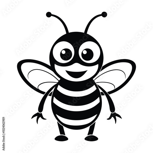 black bee or insect silhouette, bee silhouette vector illustration with white background