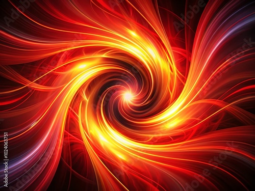 Abstract Energy Flow with Vibrant Red Curves Illuminating Darkness, Creating Dynamic Visual Impact and Fascinating