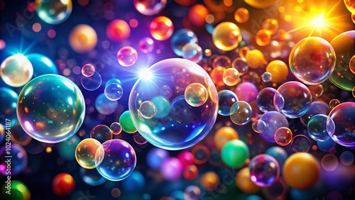 Abstract Light Bokeh Dark Background with Shiny Bright Circle Bubbles for Creative and Elegant Design Projects