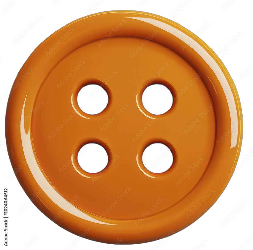 A large orange four-hole button on a plain background A large orange four-hole button on a plain background