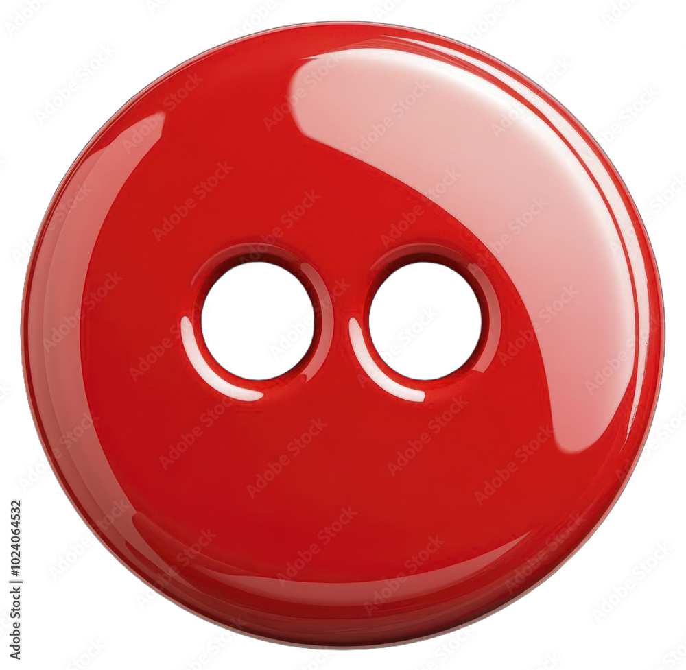 A single large red button with two holes A single large red button with two holes