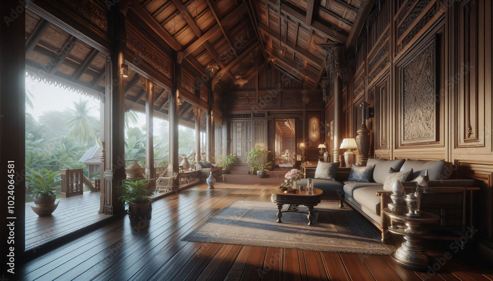 modern thai traditional wood house in a city modern thai traditional wood house in a city