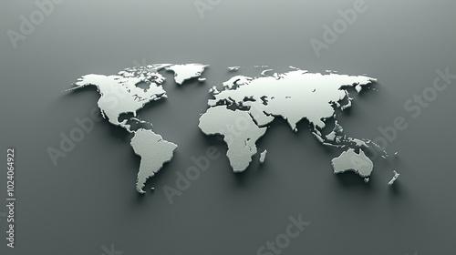 Fototapeta Naklejka Na Ścianę i Meble -  3d world map simple design minimalistic in grey wall background