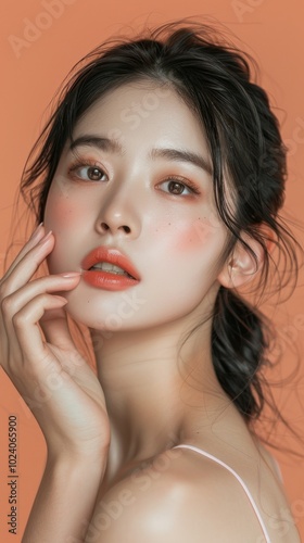 Elegant Portrait of a Woman with Soft Makeup