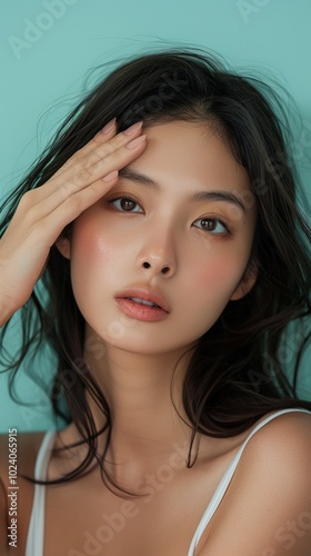 Elegant Portrait of a Woman with Soft Makeup