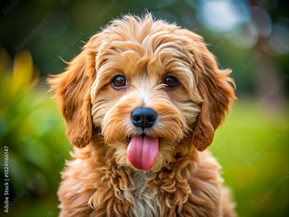 Adorable Cockapoo Puppy Licking His Nose with Tongue Out in Playful Pose - Cute Dog Portrait for Pet Adorable Cockapoo Puppy Licking His Nose with Tongue Out in Playful Pose - Cute Dog Portrait for Pet