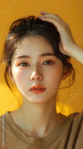 Young Woman with Natural Beauty in Soft Lighting