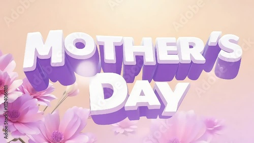 Mother’s Day greeting in soft purple text surrounded by delicate pink flowers on a pastel background, evoking warmth and appreciation