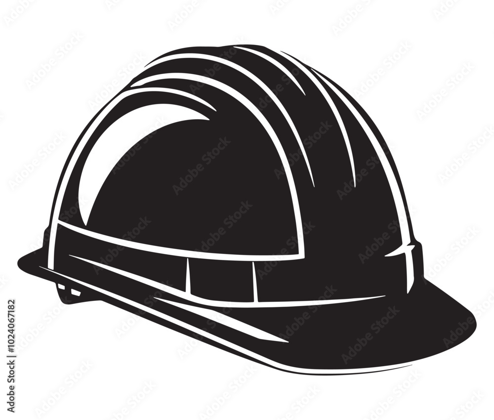 Construction Hard Hat Silhouette Vector, Engineer hard hat Safety Helmet, Safety helmet icon