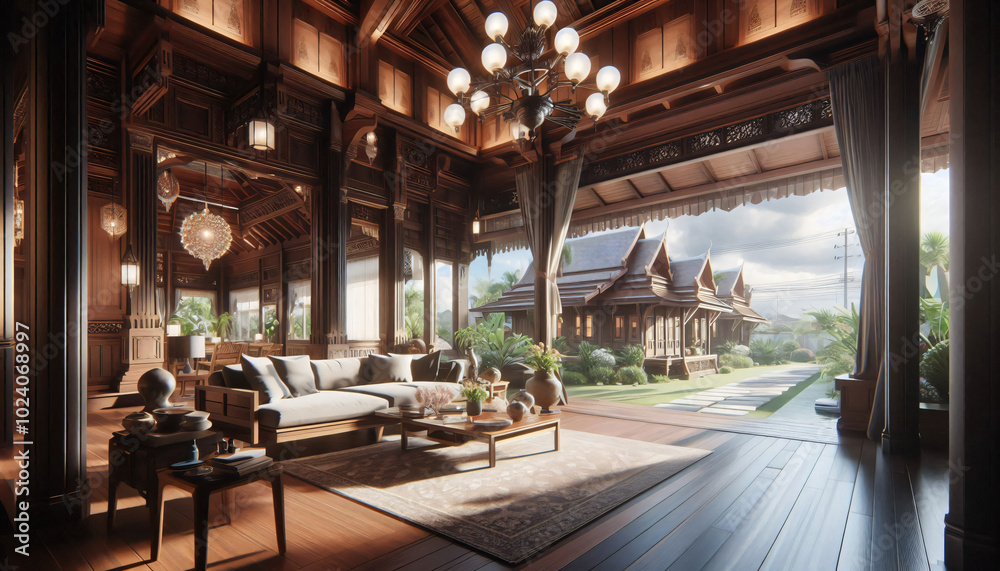 modern thai traditional wood house in a city modern thai traditional wood house in a city