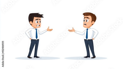 Two Cartoon Characters in Dialogue Pose