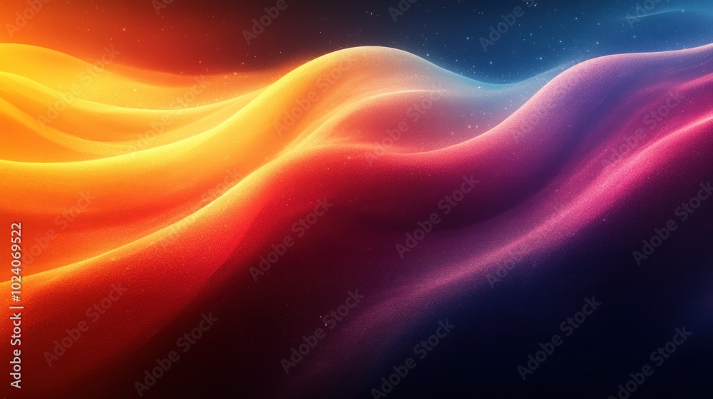 Abstract background with glowing waves in red, orange, yellow, blue and purple colors. Abstract background with glowing waves in red, orange, yellow, blue and purple colors.