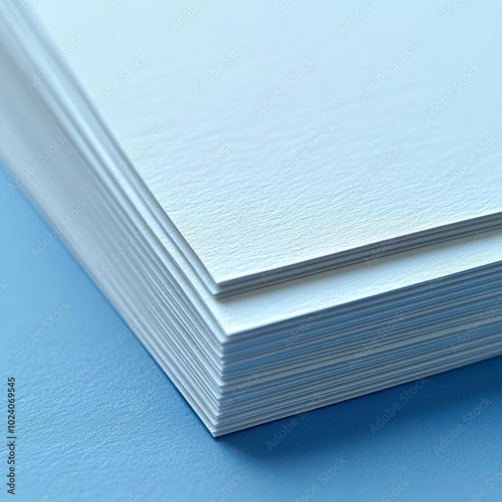 A stack of crisp white paper with a textured surface A stack of crisp white paper with a textured surface