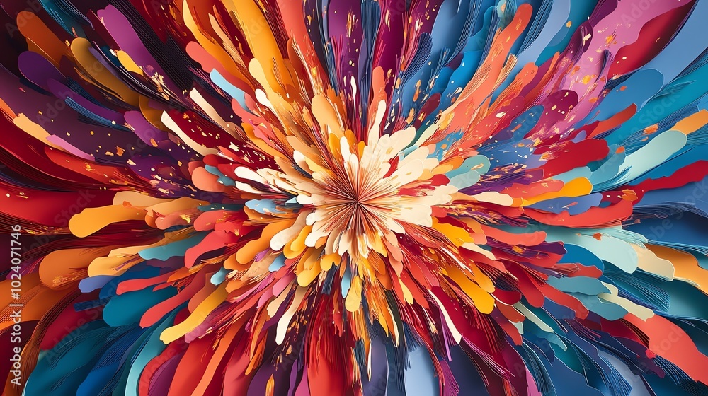 Layered paper cut fireworks in vibrant reds, oranges, and yellows, exploding in a dynamic display, paper cut fireworks, colorful celebration art Layered paper cut fireworks in vibrant reds, oranges, and yellows, exploding in a dynamic display, paper cut fireworks, colorful celebration art