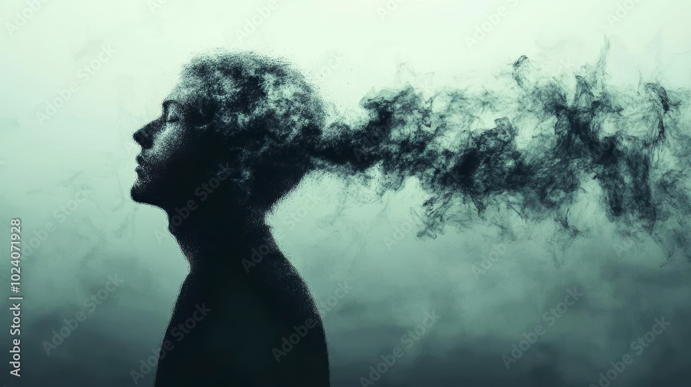 A man with smoke emanating from his head symbolizing loss of control or mental distress A man with smoke emanating from his head symbolizing loss of control or mental distress