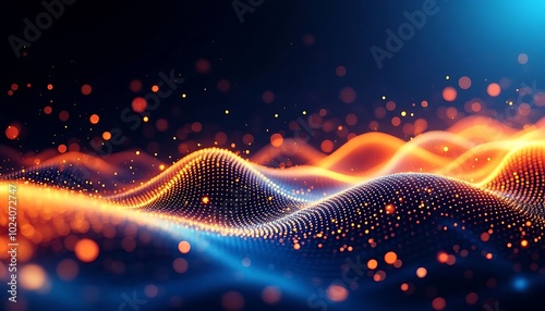 Wallpaper Mural Abstract Digital Wave with Glowing Particles Torontodigital.ca